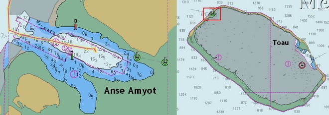 Carte du mouillage de l'anse amyot à Toau